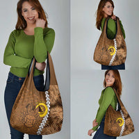 Vanuatu Coconut Crab Grocery Bag Ni-Van Tropical Leaves With Sand Drawing Art