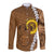 Vanuatu Coconut Crab Long Sleeve Button Shirt Ni-Van Tropical Leaves With Sand Drawing Art