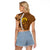 Vanuatu Coconut Crab Raglan Cropped T Shirt Ni-Van Tropical Leaves With Sand Drawing Art