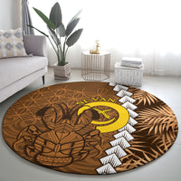 Vanuatu Coconut Crab Round Carpet Ni-Van Tropical Leaves With Sand Drawing Art LT14 - Polynesian Pride