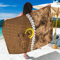 Vanuatu Coconut Crab Sarong Ni-Van Tropical Leaves With Sand Drawing Art LT14 One Size 44 x 66 inches Brown - Polynesian Pride