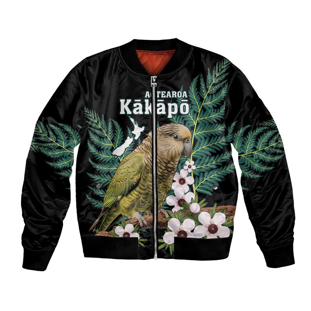 Personalised New Zealand Kakapo Bomber Jacket Aotearoa Fern With Manuka