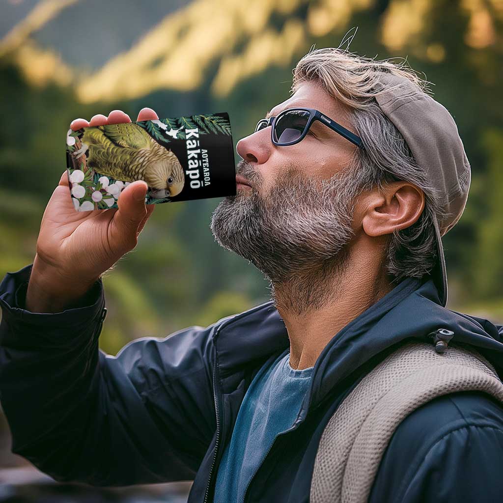 Personalised New Zealand Kakapo 4 in 1 Can Cooler Tumbler Aotearoa Fern With Manuka