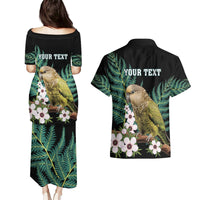 Personalised New Zealand Kakapo Couples Matching Puletasi and Hawaiian Shirt Aotearoa Fern With Manuka