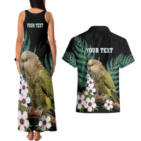 Personalised New Zealand Kakapo Couples Matching Tank Maxi Dress and Hawaiian Shirt Aotearoa Fern With Manuka