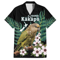 Personalised New Zealand Kakapo Family Matching Long Sleeve Bodycon Dress and Hawaiian Shirt Aotearoa Fern With Manuka LT14 Dad's Shirt - Short Sleeve Black - Polynesian Pride