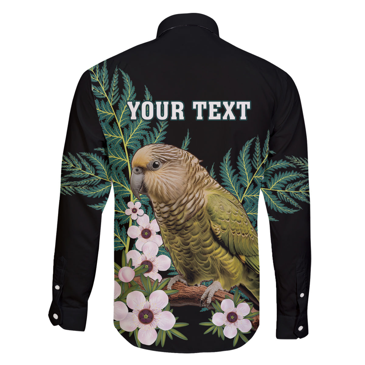 Personalised New Zealand Kakapo Family Matching Long Sleeve Bodycon Dress and Hawaiian Shirt Aotearoa Fern With Manuka LT14 - Polynesian Pride