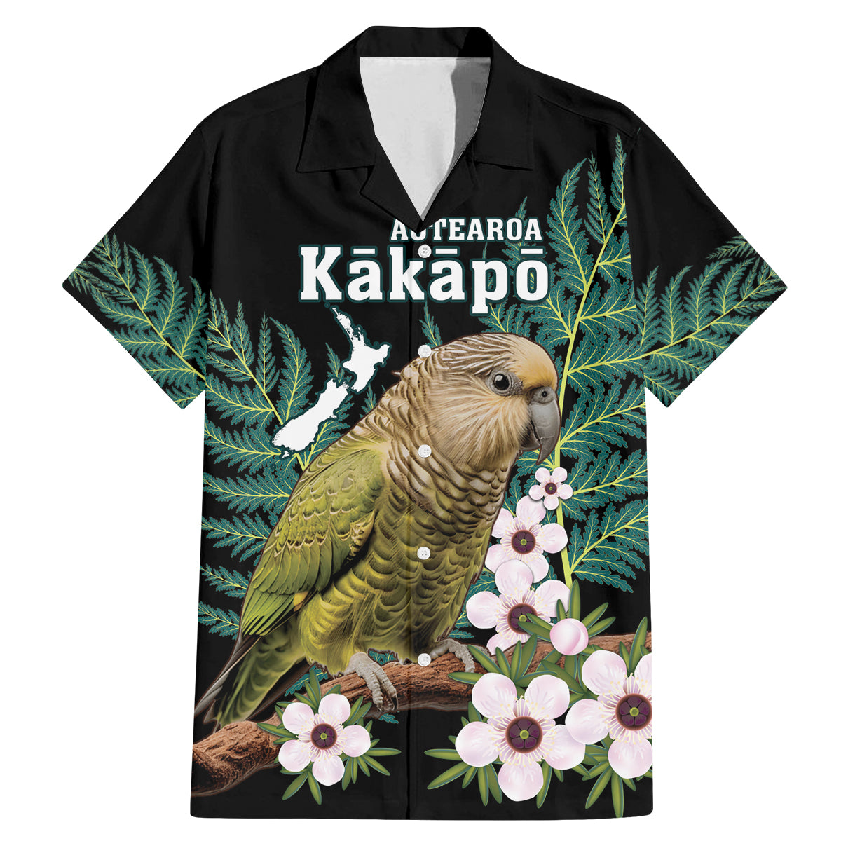 Personalised New Zealand Kakapo Family Matching Mermaid Dress and Hawaiian Shirt Aotearoa Fern With Manuka