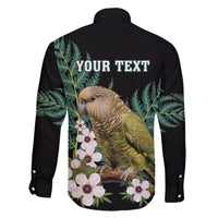 Personalised New Zealand Kakapo Family Matching Short Sleeve Bodycon Dress and Hawaiian Shirt Aotearoa Fern With Manuka