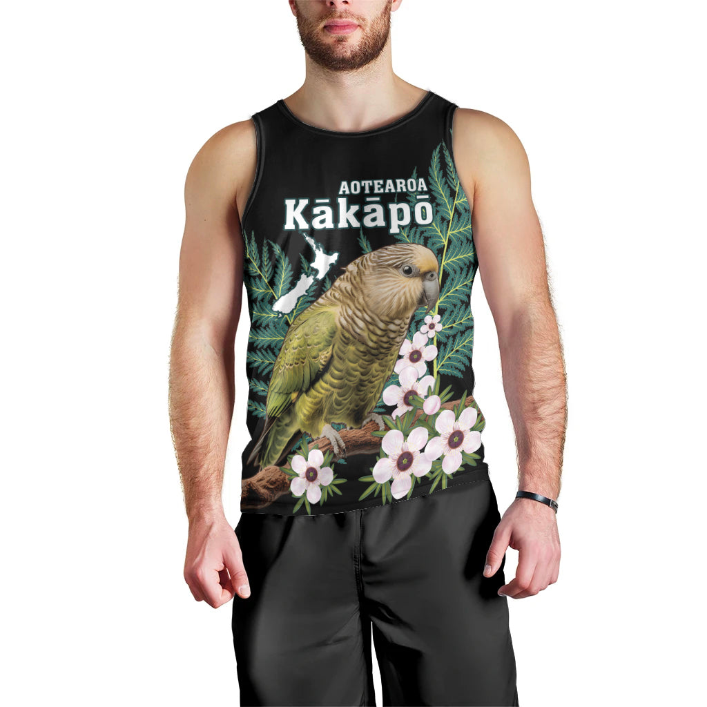 Personalised New Zealand Kakapo Men Tank Top Aotearoa Fern With Manuka