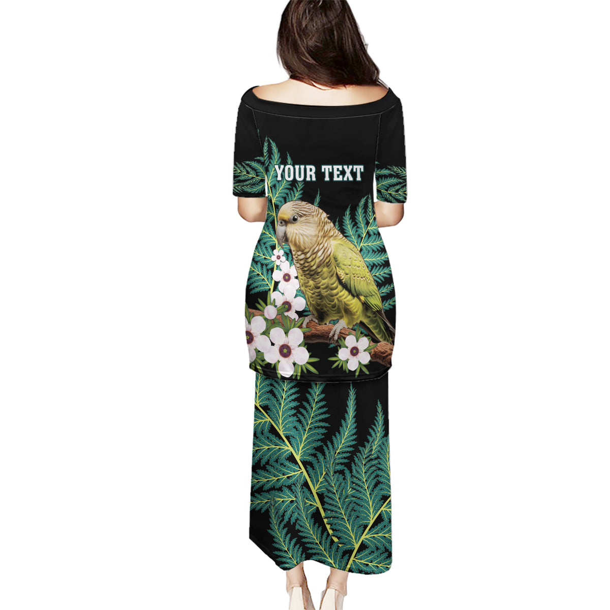 Personalised New Zealand Kakapo Puletasi Aotearoa Fern With Manuka