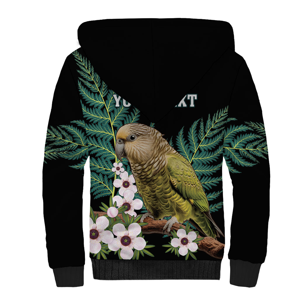 Personalised New Zealand Kakapo Sherpa Hoodie Aotearoa Fern With Manuka