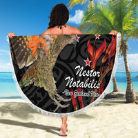 Personalised New Zealand Kea Beach Blanket Nestor Notabilis With Harakeke Maori Pattern