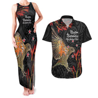 Personalised New Zealand Kea Couples Matching Tank Maxi Dress and Hawaiian Shirt Nestor Notabilis With Harakeke Maori Pattern