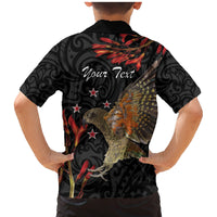 Personalised New Zealand Kea Family Matching Mermaid Dress and Hawaiian Shirt Nestor Notabilis With Harakeke Maori Pattern