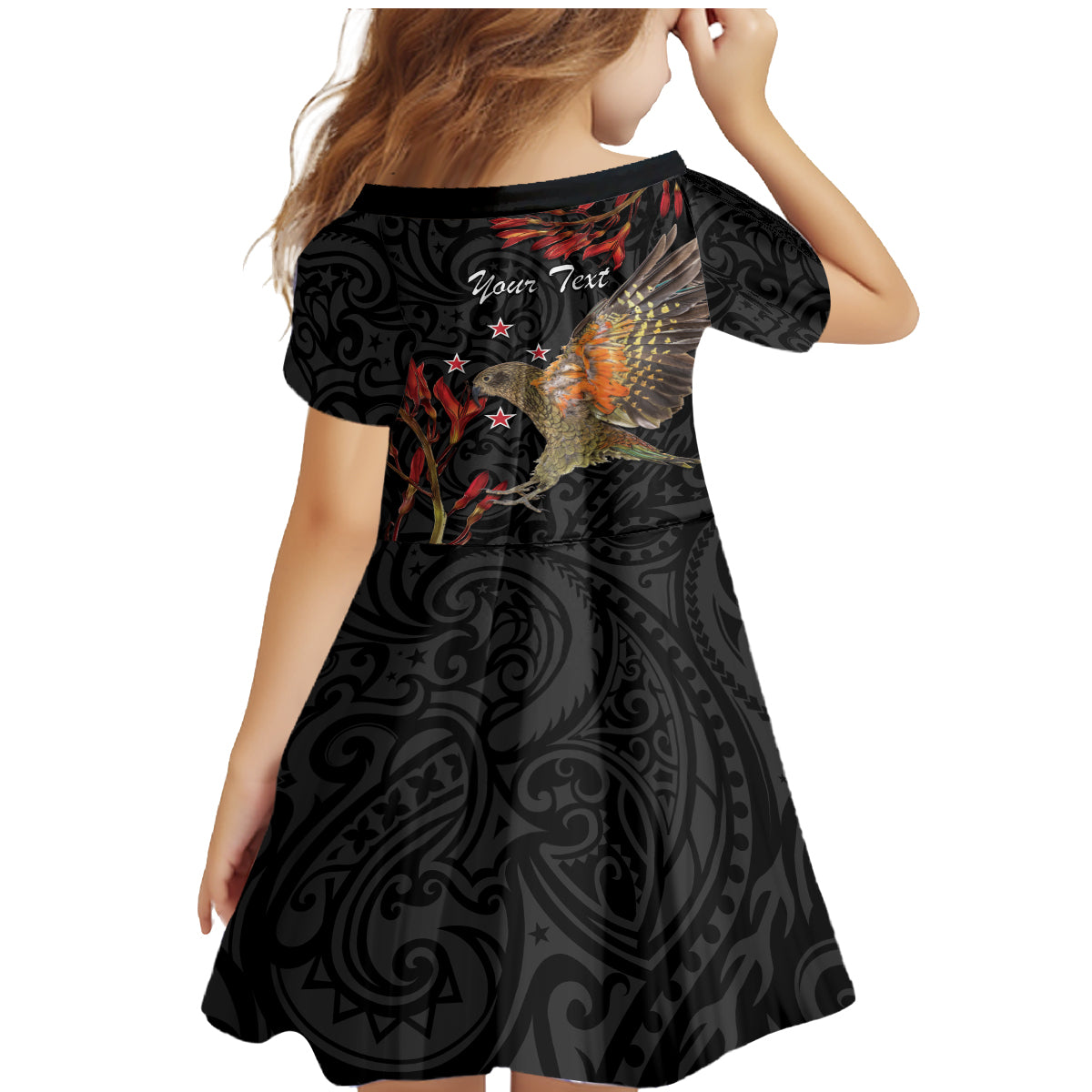 Personalised New Zealand Kea Family Matching Mermaid Dress and Hawaiian Shirt Nestor Notabilis With Harakeke Maori Pattern