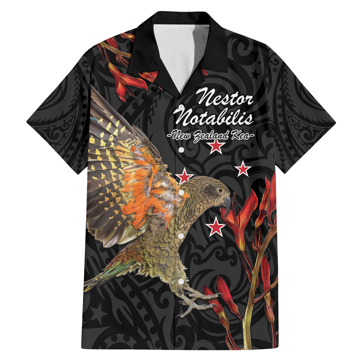 Personalised New Zealand Kea Family Matching Mermaid Dress and Hawaiian Shirt Nestor Notabilis With Harakeke Maori Pattern