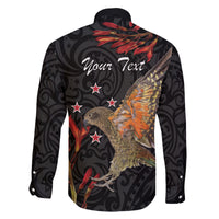 Personalised New Zealand Kea Family Matching Off Shoulder Short Dress and Hawaiian Shirt Nestor Notabilis With Harakeke Maori Pattern