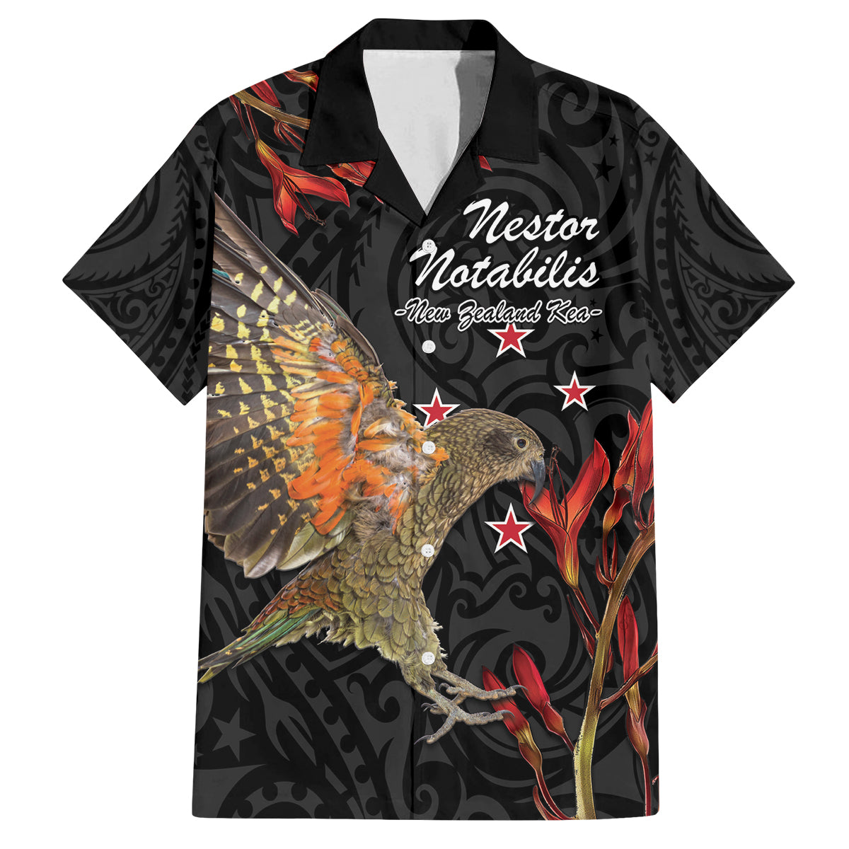 Personalised New Zealand Kea Family Matching Puletasi and Hawaiian Shirt Nestor Notabilis With Harakeke Maori Pattern