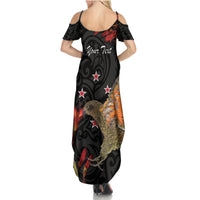 Personalised New Zealand Kea Family Matching Summer Maxi Dress and Hawaiian Shirt Nestor Notabilis With Harakeke Maori Pattern