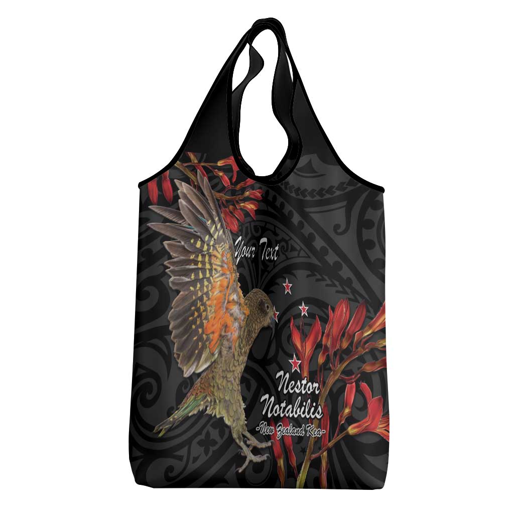 Personalised New Zealand Kea Grocery Bag Nestor Notabilis With Harakeke Maori Pattern