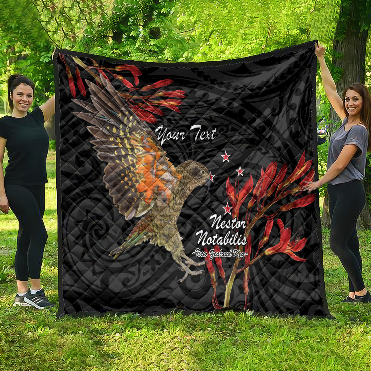 Personalised New Zealand Kea Quilt Nestor Notabilis With Harakeke Maori Pattern LT14 - Polynesian Pride