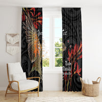 Personalised New Zealand Kea Window Curtain Nestor Notabilis With Harakeke Maori Pattern