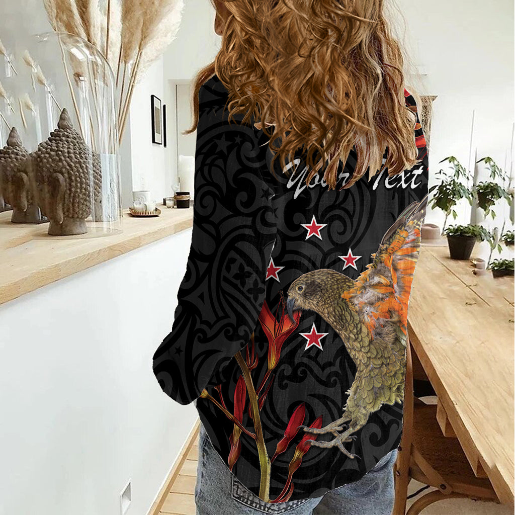 Personalised New Zealand Kea Women Casual Shirt Nestor Notabilis With Harakeke Maori Pattern