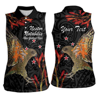 Personalised New Zealand Kea Women Sleeveless Polo Shirt Nestor Notabilis With Harakeke Maori Pattern