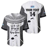Custom Fiji Tapa Rugby Baseball Jersey Flying Fijian Black And White Version