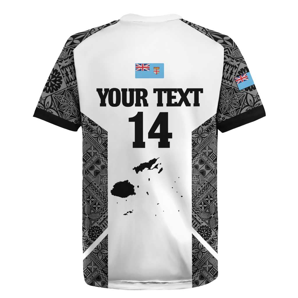 Custom Fiji Tapa Rugby Rugby Jersey Flying Fijian Black And White Version