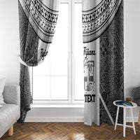 Custom Fiji Tapa Rugby Window Curtain Flying Fijian Black And White Version