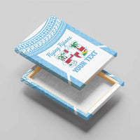 Custom Fiji Tapa Rugby Canvas Wall Art Flying Fijian Blue And White Version