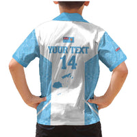 Custom Fiji Tapa Rugby Family Matching Mermaid Dress and Hawaiian Shirt Flying Fijian Blue And White Version