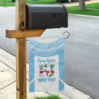 Custom Fiji Tapa Rugby Garden Flag Flying Fijian Blue And White Version