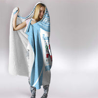 Custom Fiji Tapa Rugby Hooded Blanket Flying Fijian Blue And White Version