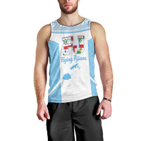 Custom Fiji Tapa Rugby Men Tank Top Flying Fijian Blue And White Version