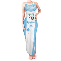 Custom Fiji Tapa Rugby Tank Maxi Dress Flying Fijian Blue And White Version