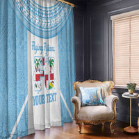 Custom Fiji Tapa Rugby Window Curtain Flying Fijian Blue And White Version