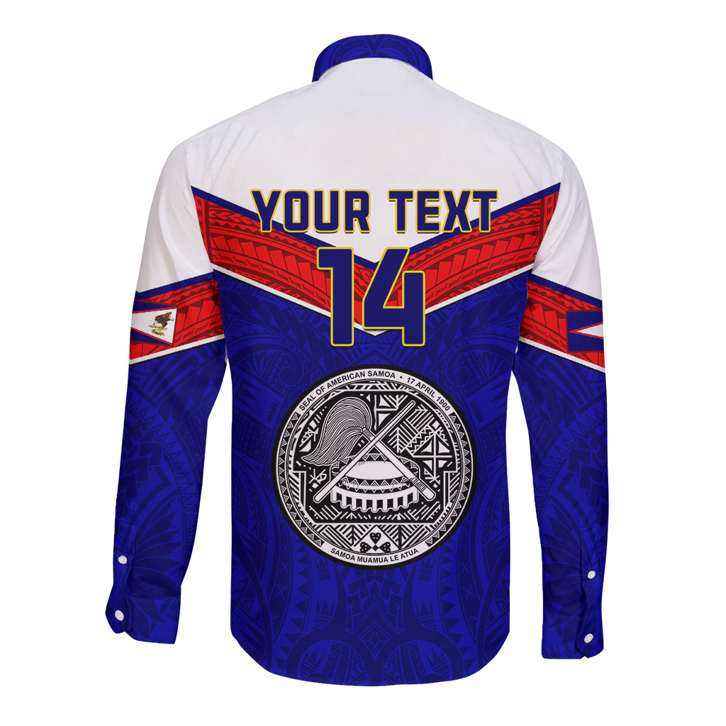Personalised American Samoa Football Long Sleeve Button Shirt Polynesian Sporty Style LT14 - Polynesian Pride