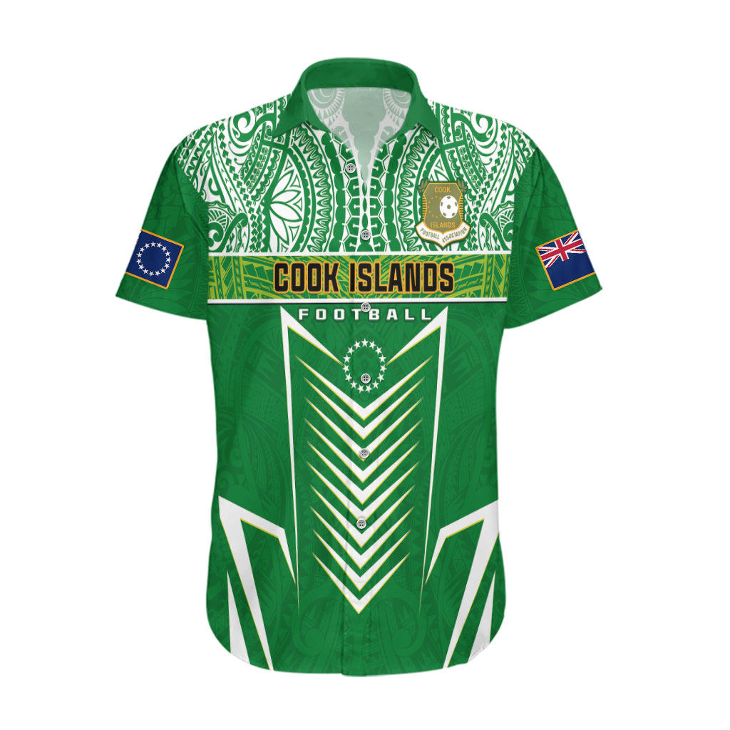 Personalised Cook Islands Football Hawaiian Shirt Go Kuki Airani Polynesian Sporty Style LT14 Green - Polynesian Pride