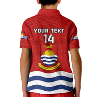 Personalised Kiribati Football Kid Polo Shirt Polynesian Pattern Mix Kiribatian Flag LT14 - Polynesian Pride