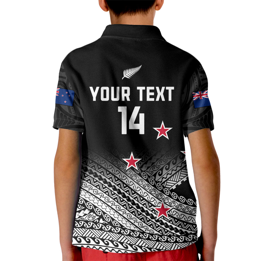 Personalised Aotearoa Football Kid Polo Shirt Go New Zealand Maori Fern Pattern LT14 - Polynesian Pride