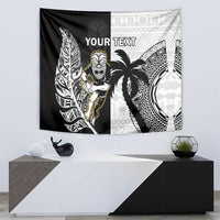 Custom Fiji And New Zealand Rugby Tapestry Aotearoa Silver Fern Mix Fijian Tapa Pattern