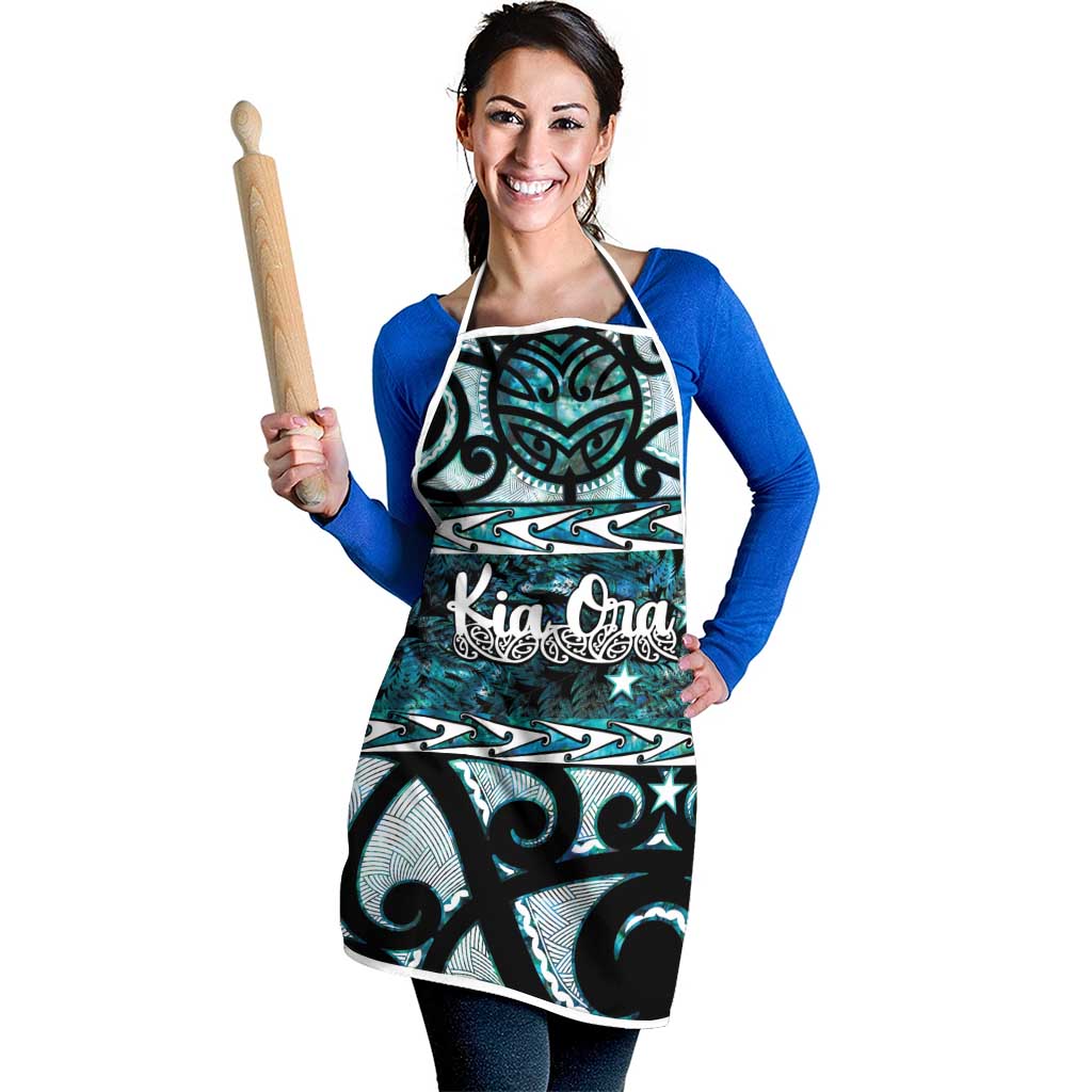 Kia Ora New Zealand Apron Aotearoa Proud Maori Paua Shell Silver Fern - Polynesian Pride
