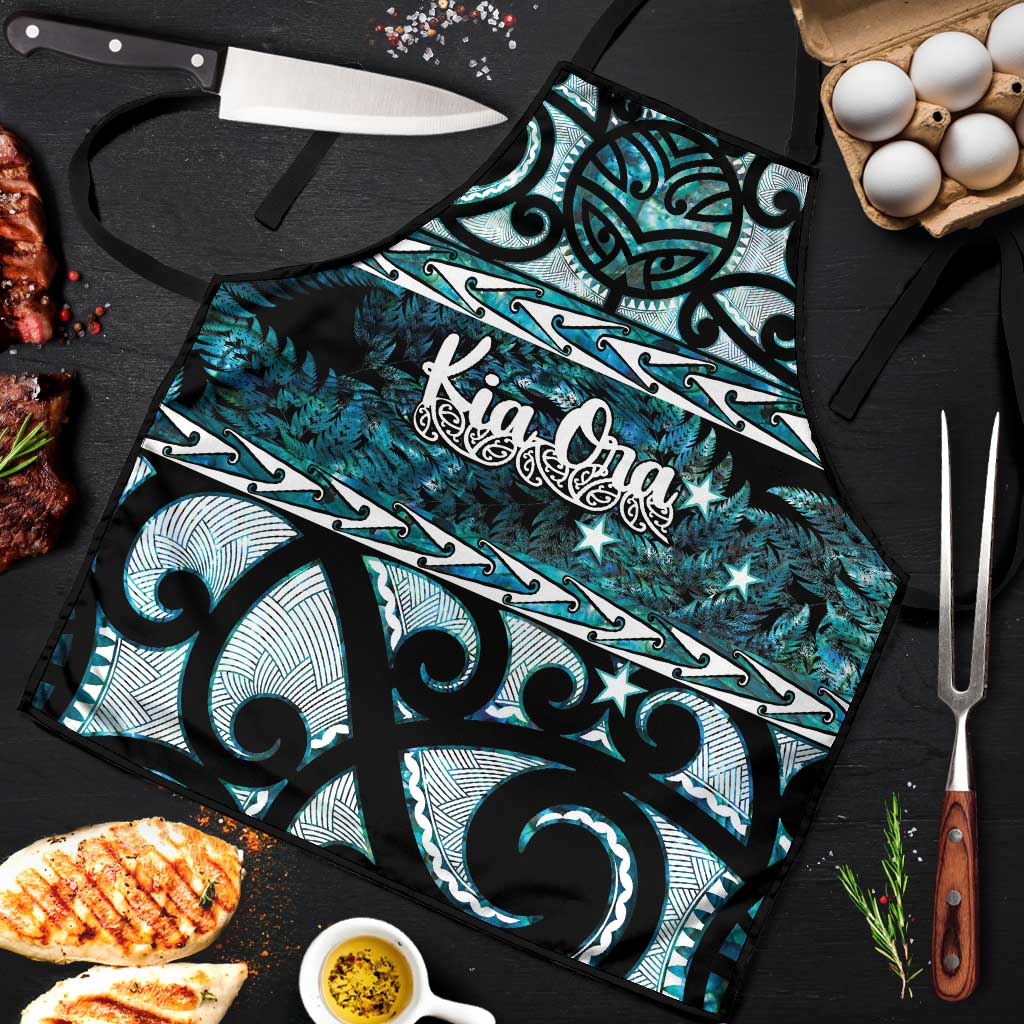 Kia Ora New Zealand Apron Aotearoa Proud Maori Paua Shell Silver Fern - Polynesian Pride
