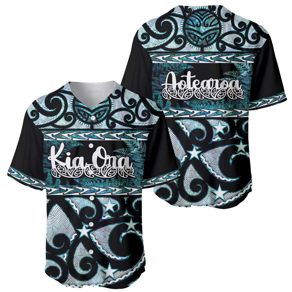 Kia Ora New Zealand Baseball Jersey Aotearoa Proud Maori Paua Shell Silver Fern - Polynesian Pride