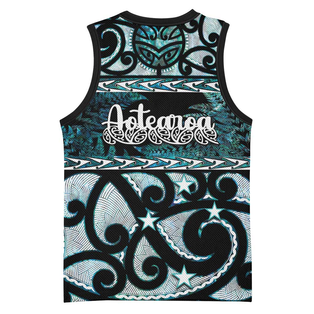 Kia Ora New Zealand Basketball Jersey Aotearoa Proud Maori Paua Shell Silver Fern - Polynesian Pride
