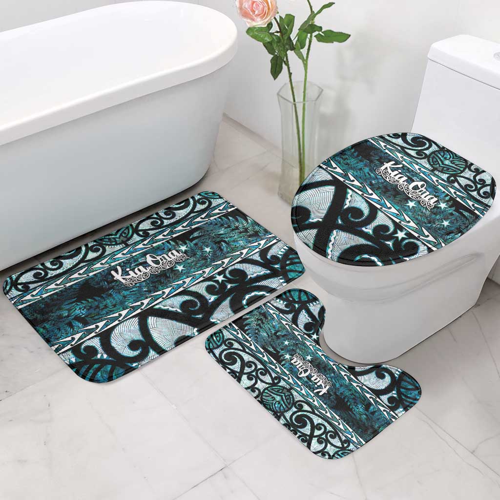Kia Ora New Zealand Bathroom Set Aotearoa Proud Maori Paua Shell Silver Fern - Polynesian Pride
