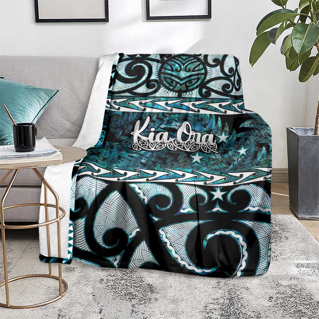 Kia Ora New Zealand Blanket Aotearoa Proud Maori Paua Shell Silver Fern - Polynesian Pride
